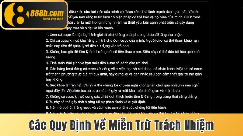 Thông Tin Miễn Trừ Trách Nhiệm Tại 888b Cho Thành Viên Mới 2 Các quy định miễn trừ trách nhiệm của nhà cái 888b