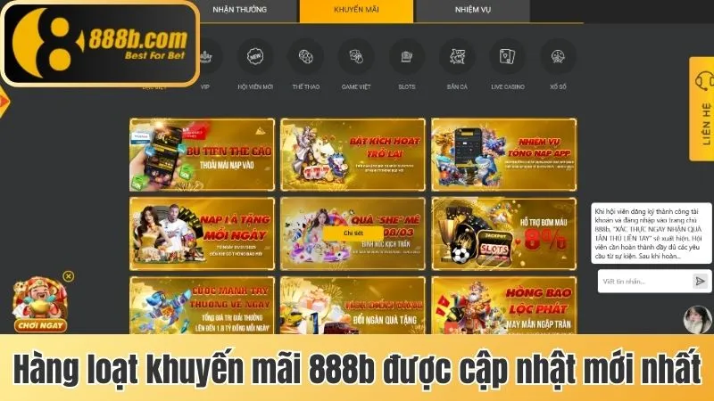 Tổng Hợp Khuyến Mãi 888b Mới Nhất - Nhận Thưởng Cực Dễ 1 Hàng loạt khuyến mãi 888b được cập nhật mới nhất