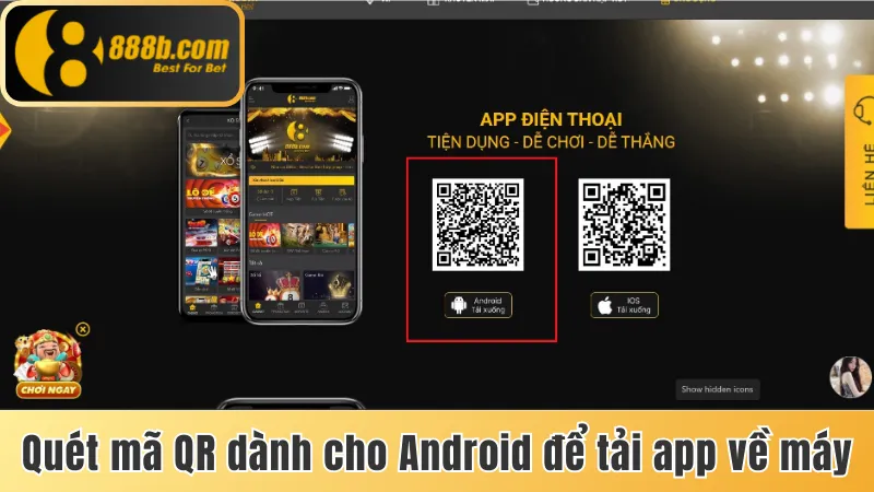 Cách Tải Game Tài Xỉu Đổi Tiền Thật Đối Với 2 Hệ Điều Hành 3 Quét mã QR dành cho Android để tải app về máy