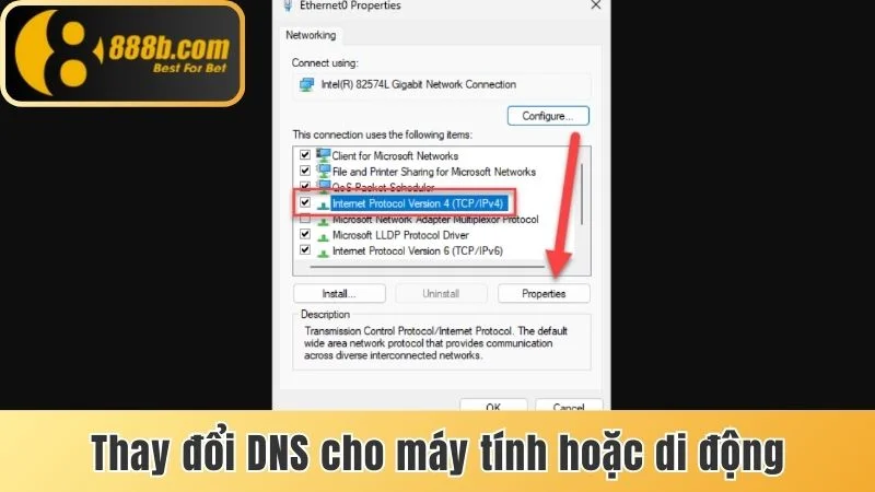 Thay đổi DNS cho máy tính hoặc di động